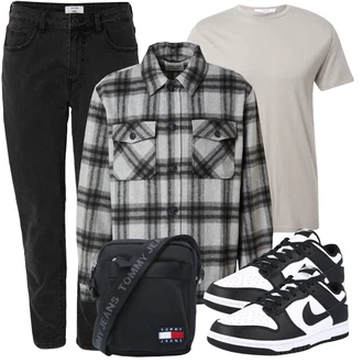 Retro Outfit mit Schwarz/Rot/Weiß Sneaker Low/Vintage Sneaker/Skateschuh/Schmaler Sneaker/Sommer Sneaker/Sneaker Mit Lochmuster/Leder Sneaker Nike Sportswear "Frühlingsoutfit"Look: Retro, Rap, Hip Hop, Skater, Sportlich, Streetwear, Classic, Esthetische