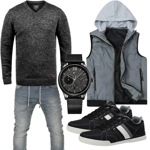 Grau/DunkelGrau/HellGrau Puffer Weste/FunktionsWeste/Kurze Weste/ReiseWeste/IsolationsWeste/WendeWeste/OutdoorWeste YOUTHUP kombinieren