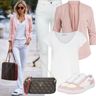 Outfity z džínu s Šedá/Bílá/Krémová/Stříbrný/Světle modrá Kožená bunda/Džíny s Dírou/Push up Džín/Kožené bundy/Džíny s Rozparkem/Motorkářské Džíny Only "Hezký jarní outfit"