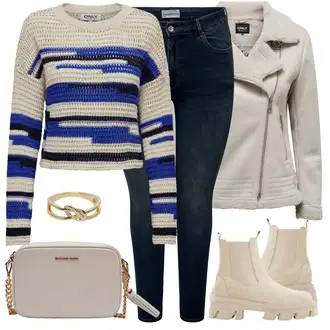 Motorka Zima Outfit s Šedá/Béžová/Khaki/Hnědá Bunda Zimní Bund Only "Jarní Outfit"Look: Motorka, Jízda na koni