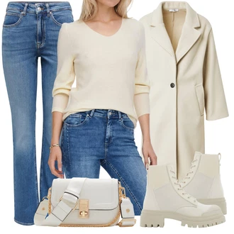 Outfit s Khaki/Hnědá/Béžová Kašmírový Kabát/Lehký Kabát/Zimní Kabát Vlněný kabát/Oversize Kabát/Vintage Kabát/Dlouhý kabát/Midi Kabát/Vlněný Kabát/Dlouhý Kabát Hailys "Jarní Outfit"