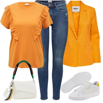 Outfit s Žlutá Nízká Teniska/Kožené Tenisky/Vintage Teniska/Letní Tenisky/Úzká Teniska Puma "Jarní outfit"