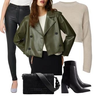 Ležérní Pracovní pohovor Outfit s Černá Aldo "Jarní Outfit"Look: S Mokrým Vzhledem, Premium, Glamourové, Elegantní, Seriózní, Atraktivní, Ležérní