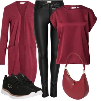 Outfit s Červená/Tmavě červená/Růžová/Vínová Pletenina veľkej veľkosti/Šaty Móda Pro Plnoštíhlou/Tunika Vila "Módní outfit"