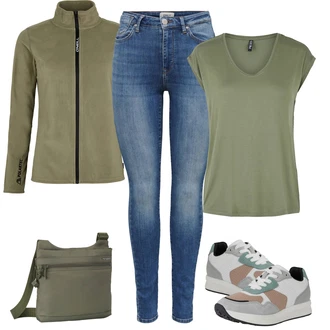 S ochranou proti krádeži Outfit s Tmavě zelená/Zelená Klasická Taška Přes Rameno/Vodotěsná taška/Pánská taška/Vojenská Taška Hedgren "Lehký outfit"