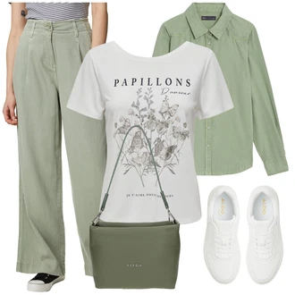 Midi Outfit s Bílá/Krémová Teniska s dírkovaným vzorem/Letní Tenisky/Kožené Tenisky/Nízká Teniska/Teniska na platformě/Úzká Teniska Aldo "Lehký outfit"