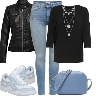 Outfit s Světle modrá Vintage Teniska/Skate Bota/Letní Tenisky/Úzká Teniska/Nízká Teniska Reebok "Cool každodenní outfit"