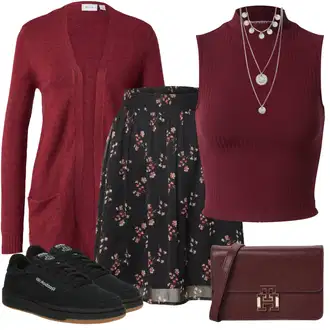 Oble?ení se sukní ?ifón s Fialová/R??ová/Hn?dá About You "Cool ka?dodenní outfit" Oble?ení se sukní ?ifón s Fialová/R??ová/Hn?dá About You "Cool ka?dodenní outfit"