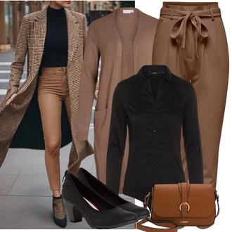 Bombaž outfit mit Črna Bluza z gumbom/Srajca/Bluzasti Body/Poslovna Bluza/Bluza z Dolgimi Rokavi/Slim Fit Bluza VERO MODA "Obleka za prosti čas"