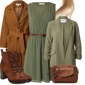 Vysoké Podpatky Outfit s Hnědá/Oranžová Šněrovací Kotníková Bota/Vintage Kotníková Bota/Kožená kotníková bota/Vintage šněrovací bota/Vintage kozačka Mustang "Zimní outfit pro volný čas"