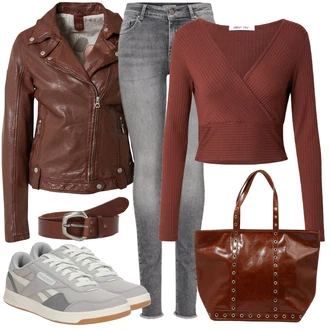 Outfit s Hnědá/Béžová/Tmavě červená Nezařazené Vanessa Bruno "Cool každodenní outfit"