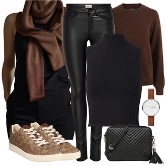 Outfity pro volný čas s Černá/Tmavě modrá Krátký Top/Tílko s ořezem/Pletený top/Halenka Bez Rukávů/Pánské boty/Roláková Košile Edited "Jarní outfit"