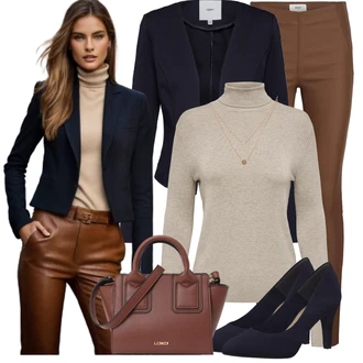 Outfity pro práci Rolák s Béžová/Hnědá/Šedá/Khaki Kašmírový Svetr/Svetr z Jemné Pleteniny/Rolák/Svetr s límečkem/Jednoduchý Svetr Only "Lehký outfit"