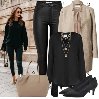Outfits for chubby mit Črna Hlače iz Imitacije Usnja/Pajkice Usnjena pajkica/Leginge v Videzu Usnja/Usnjena Hlača/Skinny Hlače/Lack Pajkica JdY "Obleka za prosti čas"