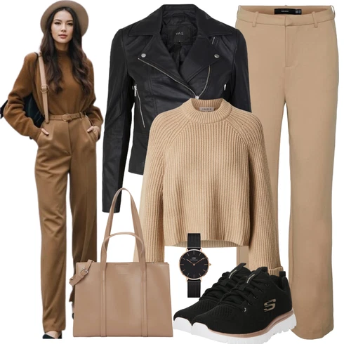 Kombinace Béžová/Khaki Zimní Kalhoty/Rovná Kalhoty/Kalhoty Bootcut/Boyfriend Kalhoty/Twillová Kalhoty/Mušelínové kalhoty/Kalhoty se Štěrbinou/Ležérní Kalhoty VERO MODA