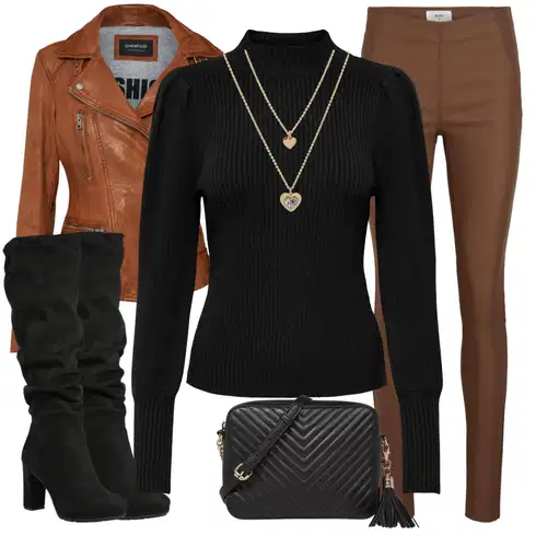 Kombinace Hnědá/Khaki/Tmavě hnědá/Béžová Jeggings/Legíny s Rozparkem/Legíny Kožený Vzhled/Skinny Kalhoty/Tregíny/Kožený legíny/Kalhoty z Umělé Kůže/Úzká Kalhoty Object