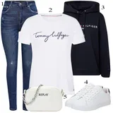 Denim outfits Visok pas Raztrgane Kavbojke za dame image