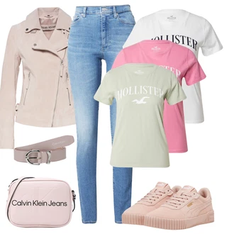 Outfit s Béžová/Růžová Nízká Teniska/Teniska na platformě/Skate Bota/Úzká Teniska/Letní Tenisky Puma "Módní zimní outfit"