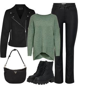 Outfity na zimu Grunge s Černá Only "Módní zimní outfit"Look: Lak, Metal, Grunge, Trendový, Váhy, Techno, Estetika