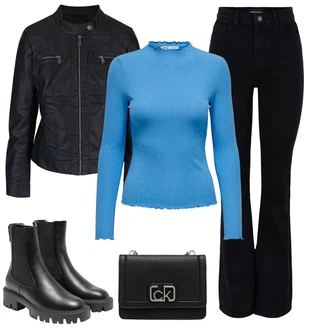 Outfity na zimu Džínovina s Fialová/Černá/Bílá/Vínová/Červená Pieces "Módní zimní outfit"