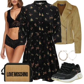 Outfit s Černá/Šedá/Žlutá/Zelená/Zlatý Teniska Kožené Tenisky/Nízká Teniska/Teniska na platformě/Teniska s dírkovaným vzorem/Teniska teddy Guess "Módní zimní outfit"