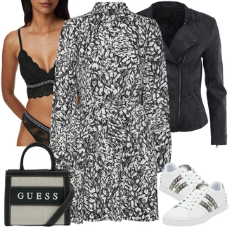 Outfity na zimu Květovaný s Zelená/Fialová/Hnědá/Bílá VERO MODA "Módní zimní outfit"
