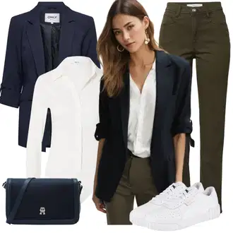 Outfit s Bílá Lékařská Bota/Ortopedická Bota/Komunijní bota/Diabetická Bota/Nízká Teniska/Úzká teniska/Semiortopedická bota/Bota Na Pěší Turistiku/Zdravotní bota/Tenisky s Bočním Zipem/Teniska se zapínáním na suchý zip Puma "Oblečení do kanceláře"