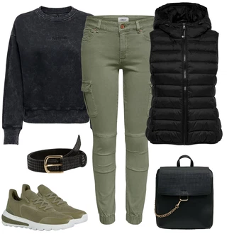 Norský vzor Outfit s Hnědá/Fialová/Zelená/Krémová/Černá/Bílá Only "Jarní Outfit"