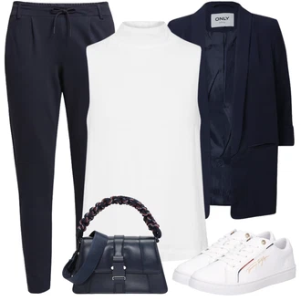 outfit mit Bela/Rdeča Čevlj Usnjene superge/Superge Nizka/Ozka superga/Superge Z Bočno Zadrgo/Poletne superge Tommy Hilfiger "Pomladanski Outfit"