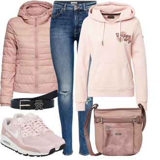 Air Max 90 Outfit s Růžová Běžecká bota/Běžecká bota/Gymnastická bota/Bota na fitness Nike Sportswear "Cool každodenní outfit"