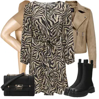 Outfit sa Bež/Smeđa Kožna Jakna/Vintage Jakna/Bajkerska Jakna/Jakna od Umjetne Kože/Motociklistička jakna/Kratka Jakna/Jakna s Patentnim Zatvaračem sa strane/Crop Jakna/Vintage Kožna Jakna Only "Zimski outfit"
