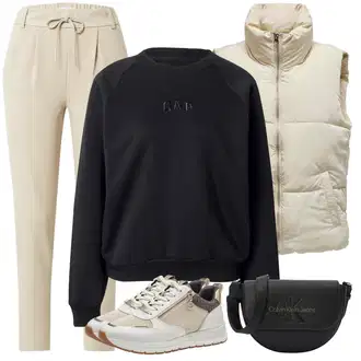 Outfit sa Crna/Tamnosiva Sweater majica/Dukserica s kapuljačom GAP "Zimski outfit"