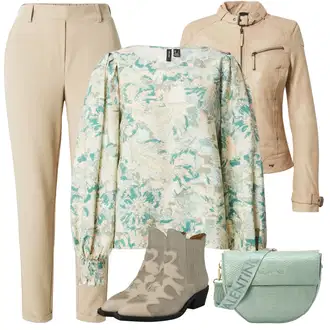 za srednje godine Outfit sa Zeleno/Plava/Svjetlozelena/Tirkizna/Svjetloplava/Tamnozelena Košulja od muslina VERO MODA "Zimski outfit"Look: Rap, Stil, Mom, za srednje godine, Sveučilišna, Boho, Romantičan, Old Money, Vanjski, Irski, Za Kuću