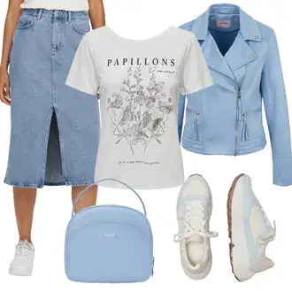 Outfiti za skunje Skating sa Plava/Bijela/Crvena/Smeđa/Žuta/Tirkizna Majica kratkih rukava/Otmjena majica/Majica za trudnice/Izreka na majici Only "Outfit za proljeće"Look: Skating
