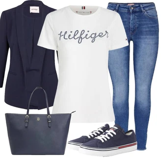 Outfit sa Bijela Obuća Tenisica Tommy Jeans "Outfit za proljeće"