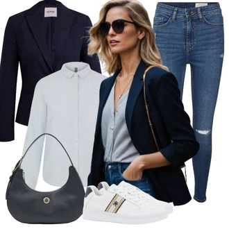 Outfit sa Tamnoplava/Zlatni/Plava/Bijela Tanka Tenisica/Kožna Tenisica/Tenisica sa šljokicama/Ljetna Tenisica/Teddy Tenisica/Niska Tenisica Tommy Hilfiger "Outfit Za Proljeće"