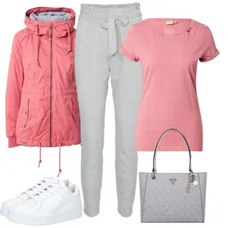 Outfit sa Svjetlosiva/Siva Jogger Hlača/Trenirka/Paperbag Hlača/Lanene Hlače/Jersey Hlača/Hlače od Flisa/Ležerna Hlača VERO MODA "Zimski outfiti"
