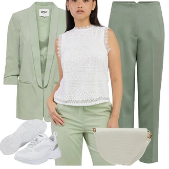 Outfit sa Svjetlozelena/Kaki Pojasna torbica/Bum torba/Mala Torbica/Bubreg torbica/Torba oko struka orsay "Outfit za ured"
