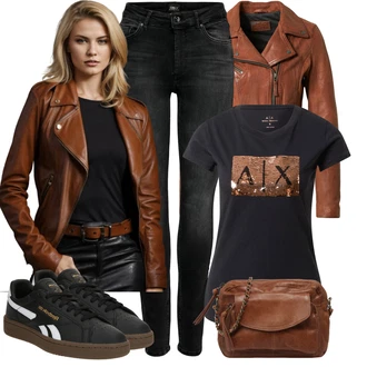 Outfit s Fialová/Červená/Hnědá Tričko & Top Fancy tričko/Funkční tričko/Těhotenské tričko/Pletené tričko/Košile s potiskem/Tričko s krátkým rukávem/Tréninkové tričko/Tričko s potiskem/Zavinovací Tričko Armani Exchange "Stylový vzhled"