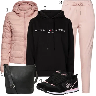 Black Outfits Preprosta mit Črna Kapucar Tommy Hilfiger "Obleka za prosti čas"Look: Unisex, Preprosta