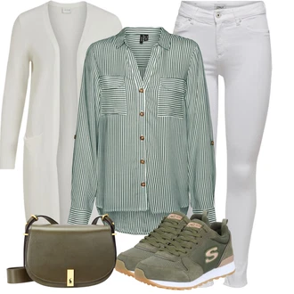 Casino Outfit s Světle zelená/Zelená/Tmavě zelená/Světle modrá Oversize Halenka/Halenka s Dlouhým Rukávem/Dlouhá Halenka/Halenkový Top/Blůza s knoflíčkem VERO MODA "Praktický vzhled"Look: Den na pláži, Koncert, Chatky, Škola, Biřmování, Svátek cukru, Galavečer, Oktoberfest, Casino, 40. narozeniny