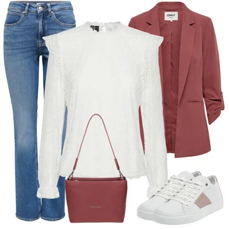 Outfity na zimu s Modrá/Světle modrá Pánské tričko/Zvonové Džíny/Džíny s Nízkým Sedem/Džíny s Rozparkem Only "Outfity na zimu"