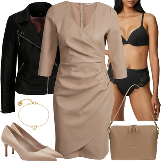 Outfit s Béžová/Hnědá Lodička s vysokým nártem/Lodička na Vysokém Podpatku/Business Bota/Vintage Lodička/Lodička Nízký Podpatek/Kožená bota/Bota Na Podpatku/Pohodlná lodička Tamaris "Outfity na zimu"