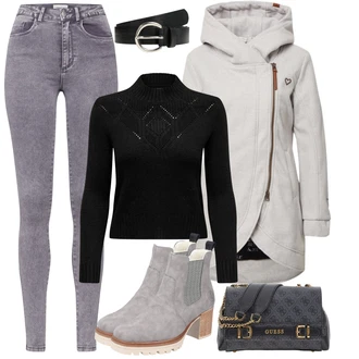 Outfit s Šedá/Hnědá/Béžová/Světle šedá/Khaki Bunda s Kapucí/Udržitelná bunda/Fleecová Bunda Pletená Fleecová Bundy/Merino bunda/Parka Přechodová Bund/Bunda na přetažení přes hlavu/Bunda s Bočním Zipem/Jarní bunda/Podzimní bunda/Zimní Parka/Bunda 2v1/Vlněná Bund/Dlouhé bundy Alife and Kickin "Outfity na zimu"