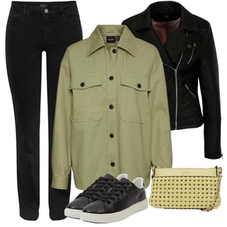 Outfity na zimu Rovná noha Džínovina s Černá Pieces "Outfity na zimu"