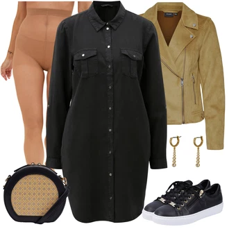 Outfity pro zábavu 60. Let s Hnědá/Žlutá/Béžová VERO MODA "Outfity na zimu"Look: Šik, Ležérní, Pohodlný, Pracovní oděvy, Egirl, 60. Let, 70tá léta, Trendový, Venkovní, Francouzské, Italský, Krásný