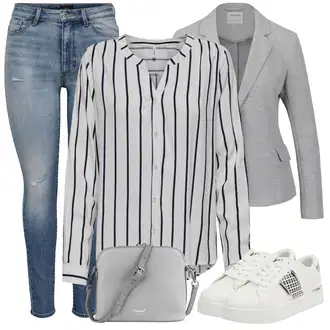 Outfity na zimu Pruhovaný s Šedá Only "Outfity na zimu"