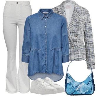 Trendový Outfit s Bílá/Krémová Úzká Teniska/Nízká Teniska/Kožené Tenisky Aldo "Outfity na zimu"Look: Trendový, Unisex, Babydoll, Metal, Sportovní, Moderní, Ležérní