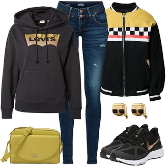 Kombinacije za sport sa Crna/Zlatni Tenisica Za Trčanje/Obuća za trening/gimnastička papuča/cipela za trčanje/Tenisica za fitness Nike "Zimski outfit"