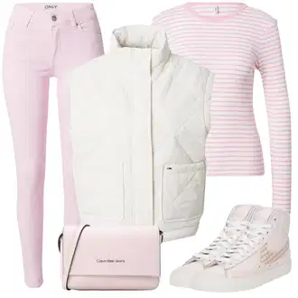 Kombinacije za zimu Prugasto sa Pink Majica i top/pletena košulja/Majica S Prugama Only "Zimski outfit"